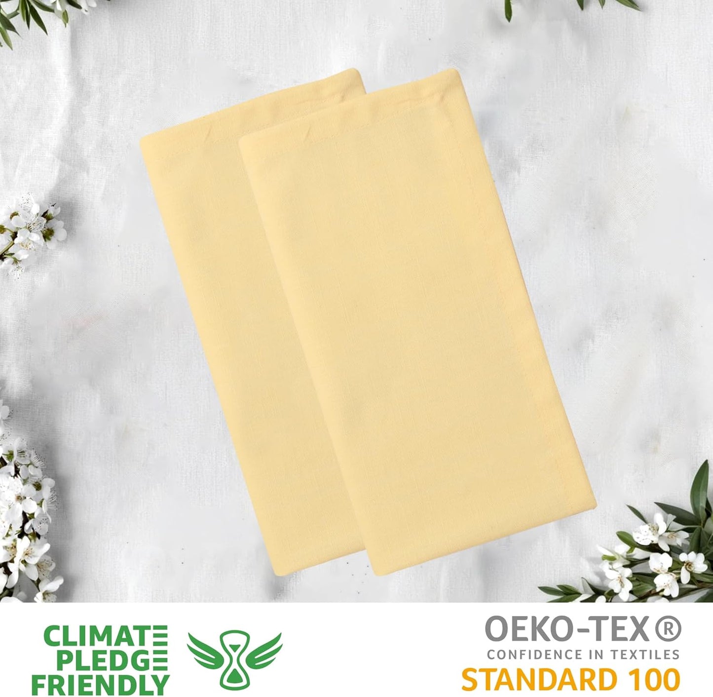 Urban Villa Cloth Napkins Set of 12 (20x20 Inches) 100% Cotton Napkins Cloth Washable Soft Durable Reusable Absorbent Table Dinner Napkins Cloth for Hotel Lunch Restaurant Weddings Parties – Yellow