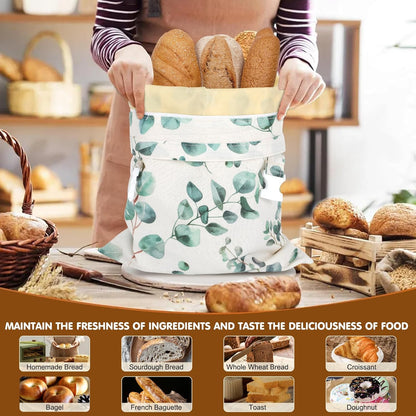 2pcs Reusable Beeswax Bread Bags with Zipper, HSSZXFR Organic Linen Food Storage Cloth Bag, Freshness Preservation Storage to Keep Fresh, for Homemade Sourdough Bread