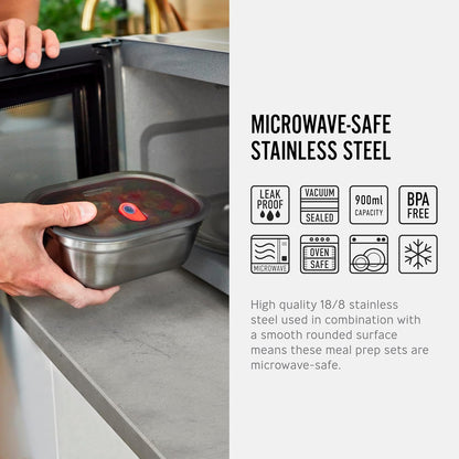 BLACK + BLUM Microwavable Stainless Steel Lunch Box | Multi-Function, Vacuum Sealed Container for Healthy Food | Portable and Stackable Food Storage for Office and Outdoor | 30 oz / 900ml
