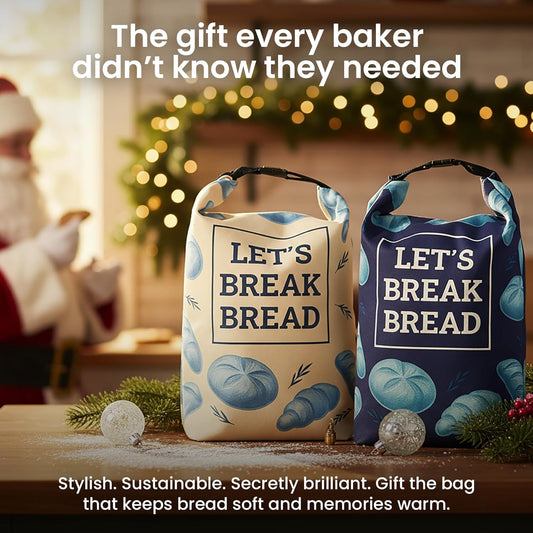 LOTTELI Reusable Bread Bags for Homemade Bread & Sourdough – 2 Pack Washable Cloth Storage Bags with Zipper, Buckle & Date Label Pocket – Eco-Friendly Gift for Bakers