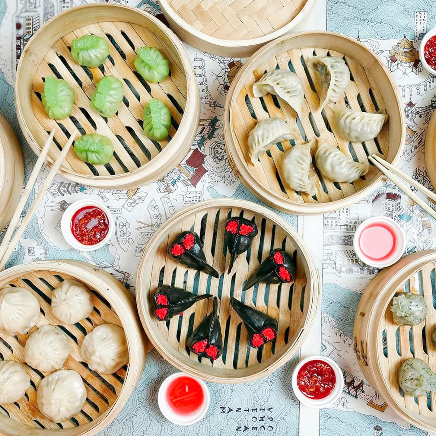 10 Inch Bamboo Steamer Basket, 2 Layers Handmade Bamboo Dumpling Steamer, Lightweight Food Steamers Baskets Eco-Friendly for Steaming Dumplings Vegetables Fish Rice Bao Bun, Dim Sum