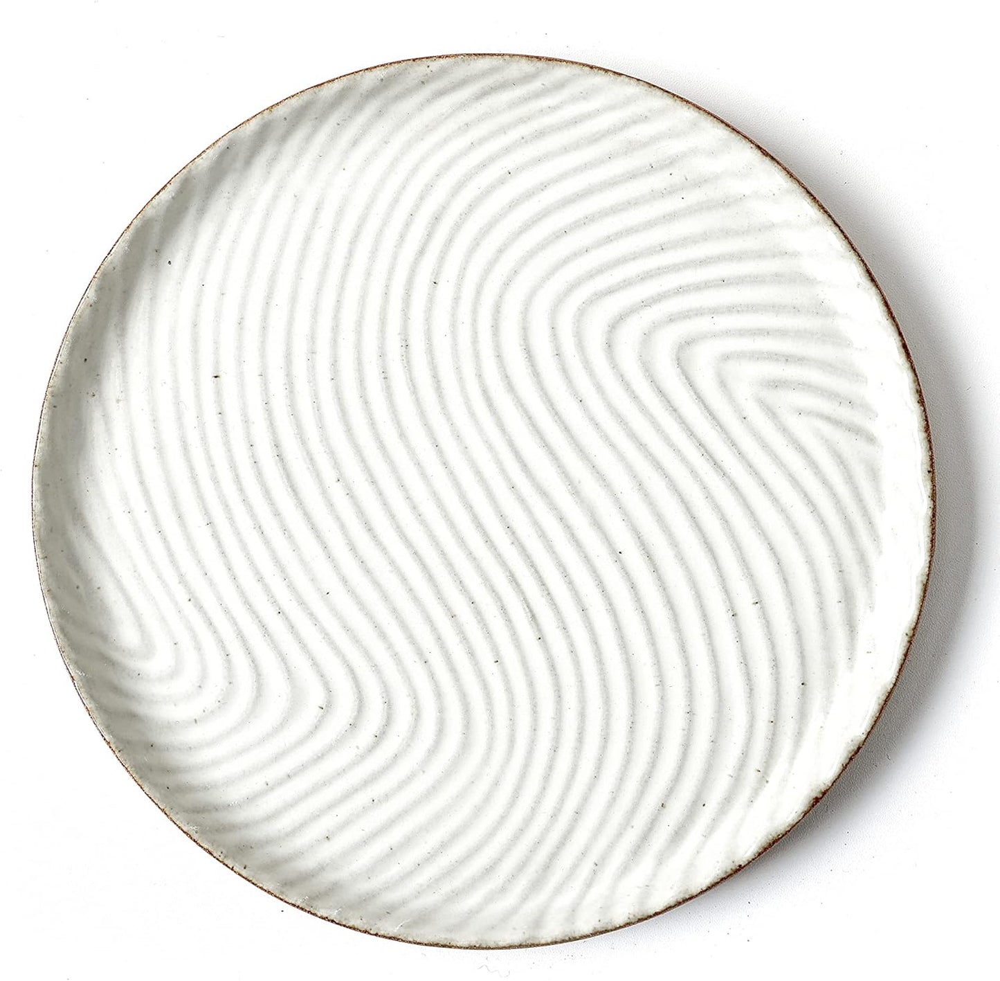 Vanity Tray with Brown Trim - Candle & Perfume Holder Organizer - Decorative Round White 8"8" Countertop Tray for Bathroom & Dresser