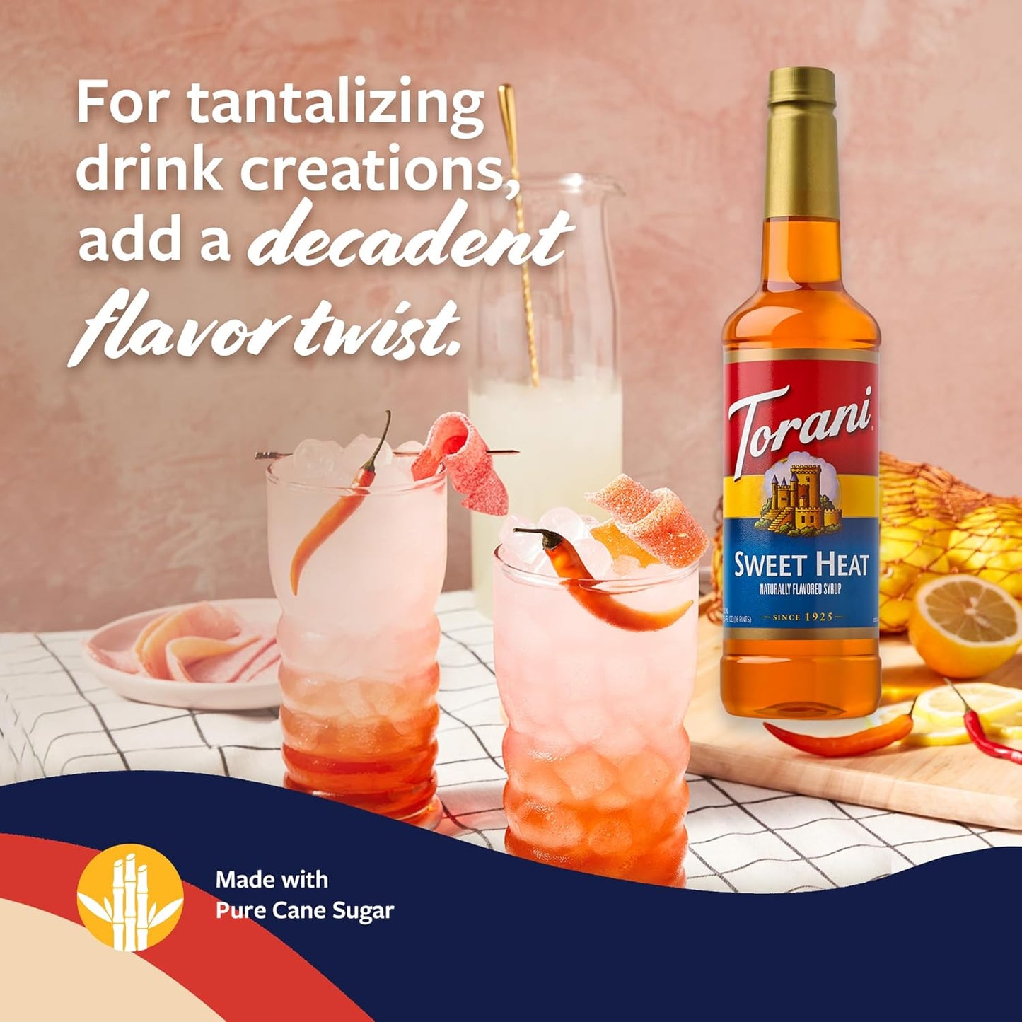 Torani Sweet Heat Syrup for Coffee, Lemonade, Sodas, and Cocktails, Pump Included, 25.4 Fl Oz