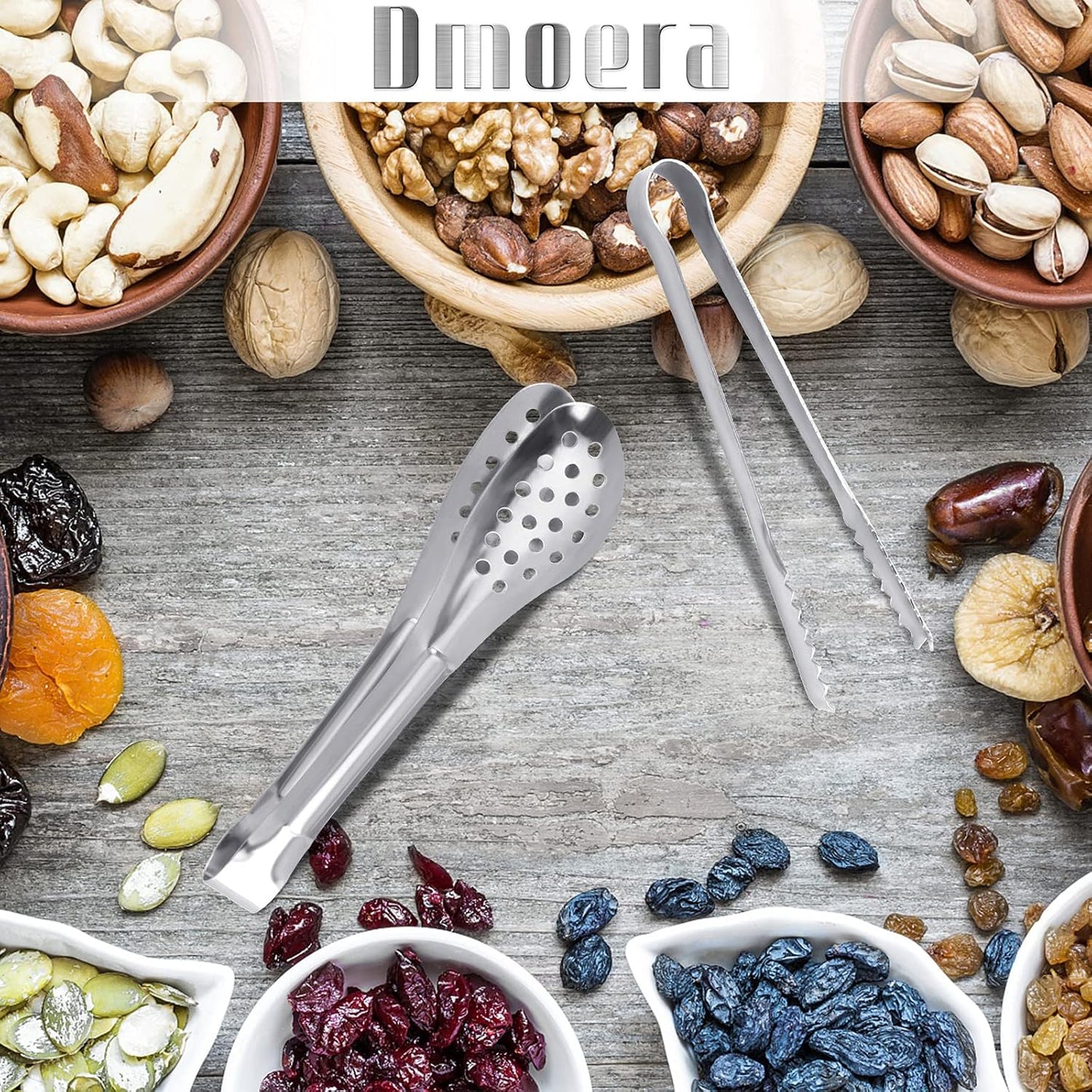 12 Pack Premium Small Serving Tongs, Dmoera Mini Stainless Steel Appetizer Tongs, 5Inch,5.2Inch(12.7cm)