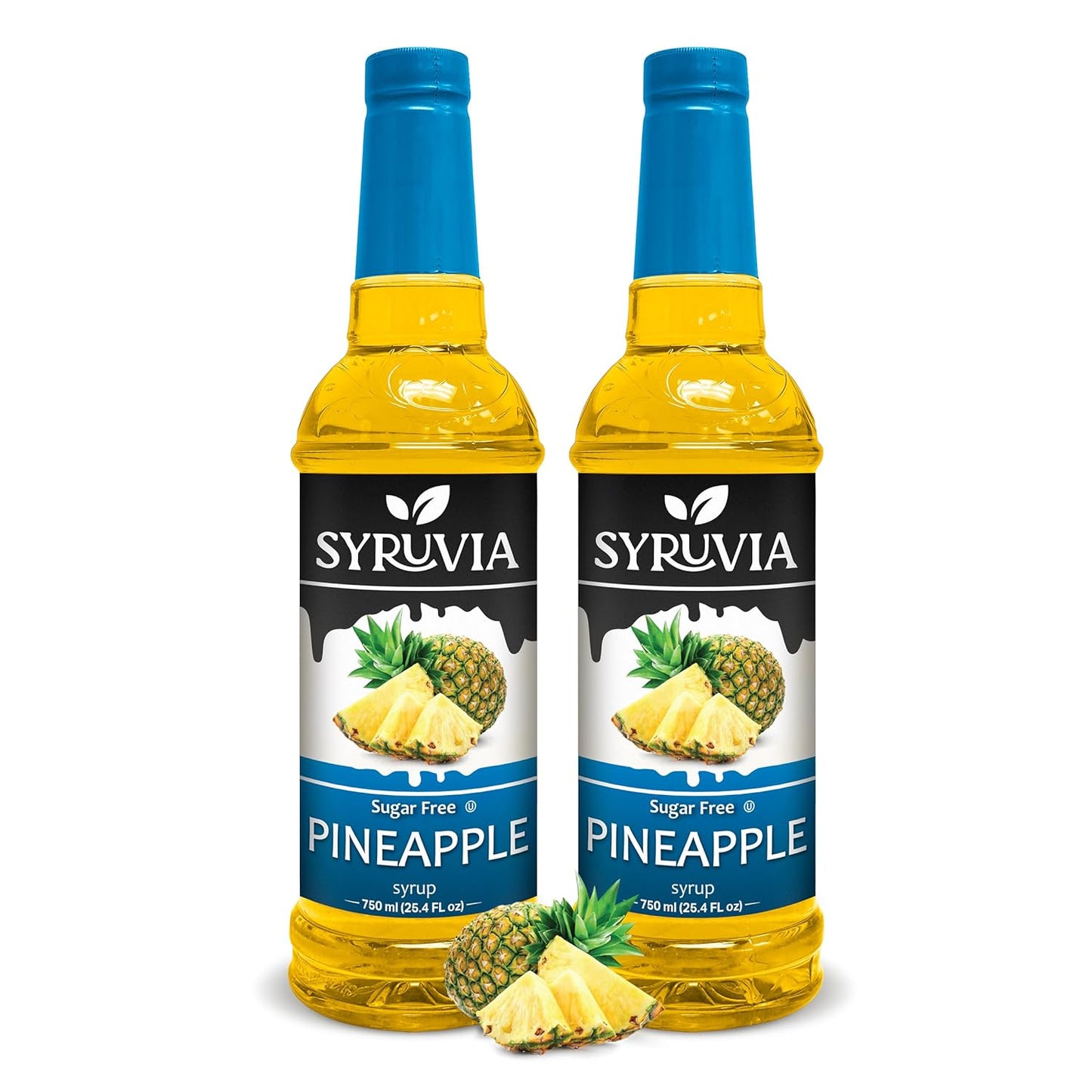Syruvia Sugar-Free Pineapple Syrup, Flavored Syrup for Drinks, Cocktails, Lemonades, Iced Teas, and Desserts – 25.4 fl oz (Pack of 2)