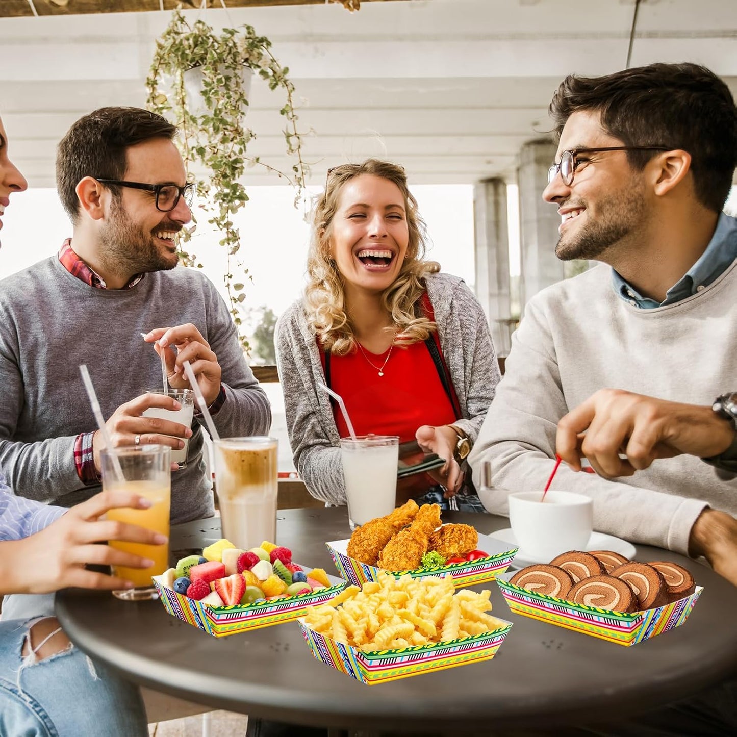 50 Pcs Mexican Taco Trays, Paper Food Trays, Mexican Nacho Tray,Disposable Food Tray, Disposable Serving Boats for Hot Dog Taco Cinco De Mayo Birthday Party Supplies