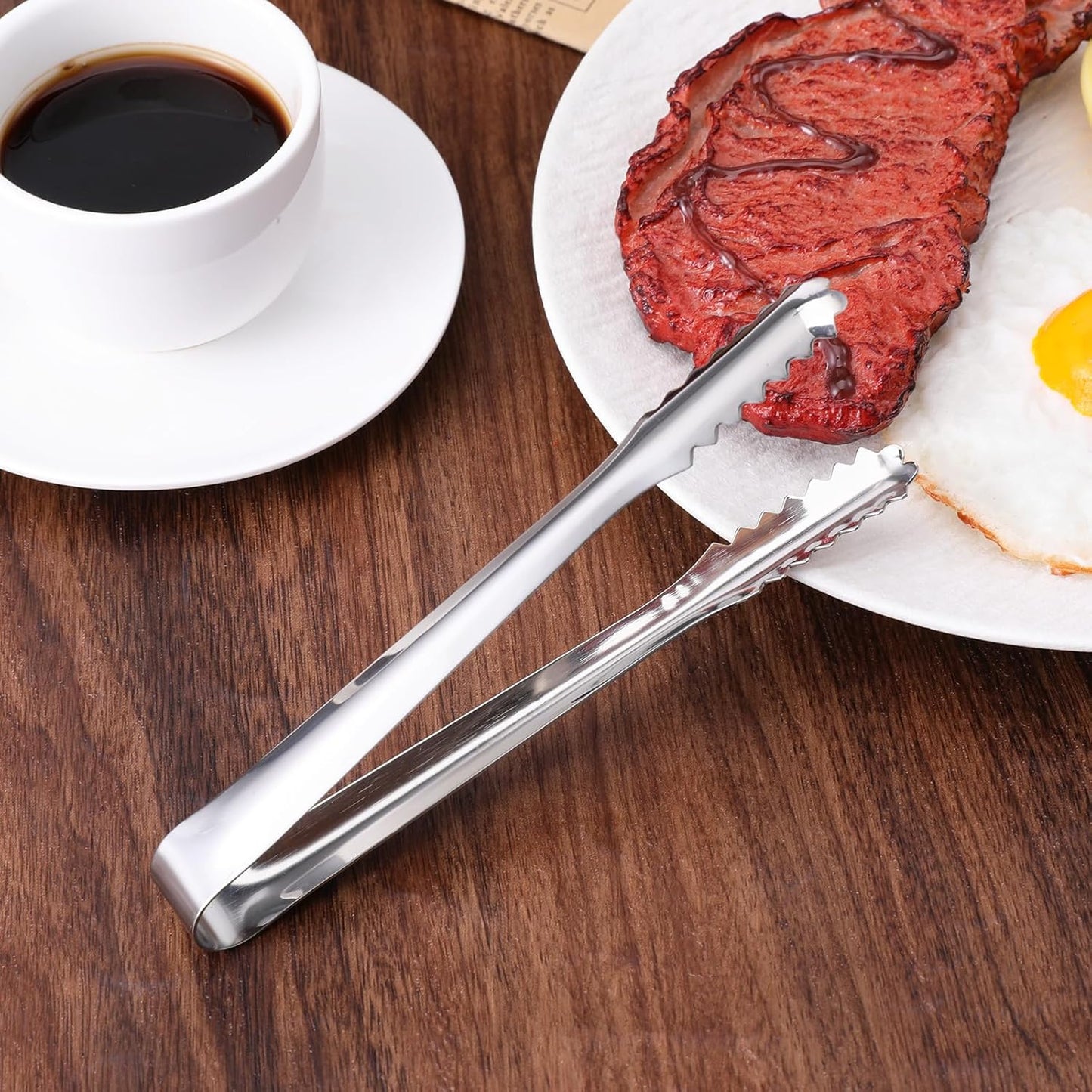 2 Pack Small Metal Tongs, Kitchen Tongs 6 Inch Stainless Steel Restaurant Grade Serving Tong for Buffet, Salad, Ice, Cooking Utensils, Appetizer