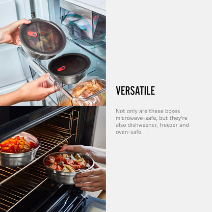 BLACK + BLUM Lunch Bowl - Reusable Meal Prep Containers for Picnic & Camping - Microwavable Stainless Steel Lunch & Dinner Food Storage Box with Leak Proof Lid - Dishwasher & Oven Safe - 650ml