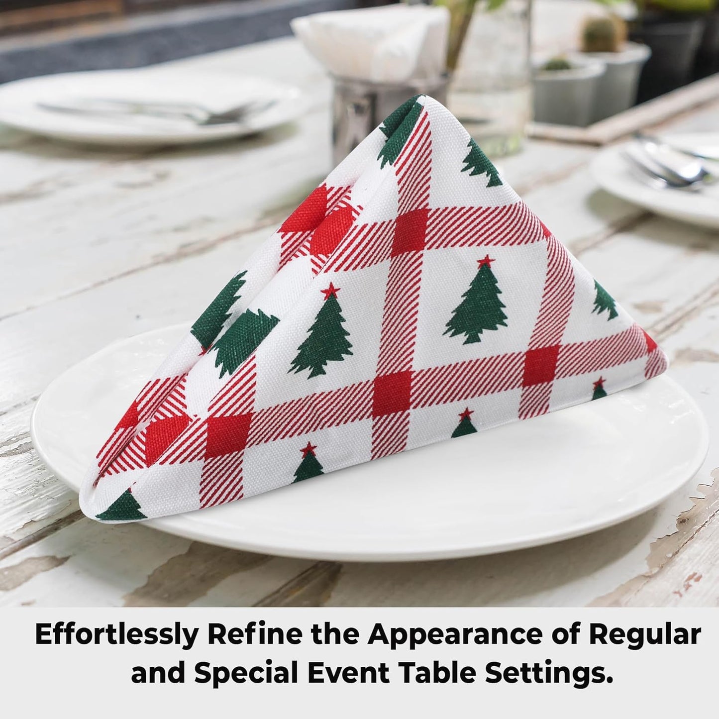 Urban Villa Cloth Napkins Set of 12 20x20 Inches 100% Cotton Napkins Cloth Washable Soft Durable Reusable Absorbent Table Dinner Napkins Cloth for Christmas Parties Hotel Lunch Restaurant – Tree Print