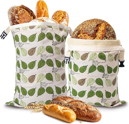 Beeswax Bread Bags for Homemade Sourdough, Sourdough Bread Bag with Zipper, 2 Pack Cotton Large Airtight Food Storage Bags to Keep Fresh