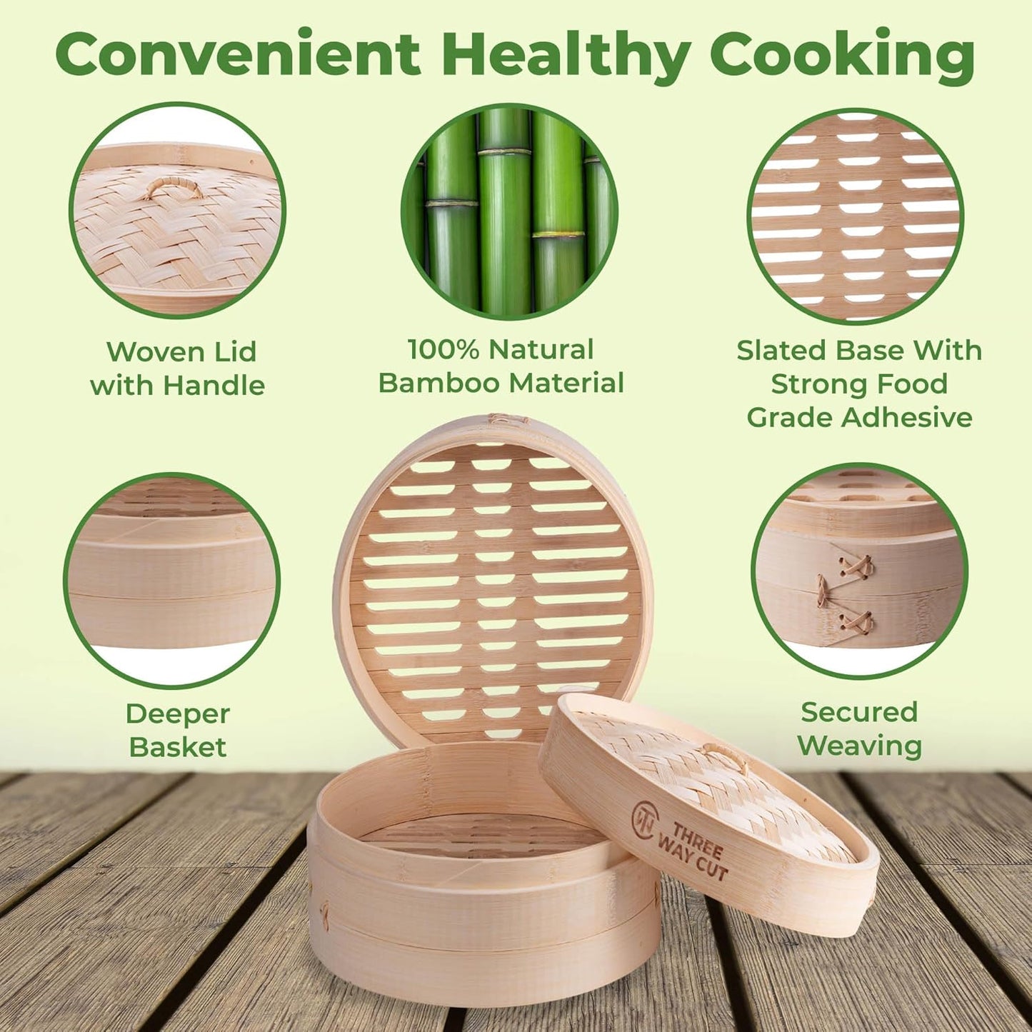 2-Tier 6" Bamboo Steamer With 100 Parchment Liners- 2 Bamboo Steamer Basket + Lid & 100 Steaming Liner Supplies, Mini Dumpling Steamers Basket For Cooking Bao Bun, Dim Sum Chinese Asian Food&Vegetables