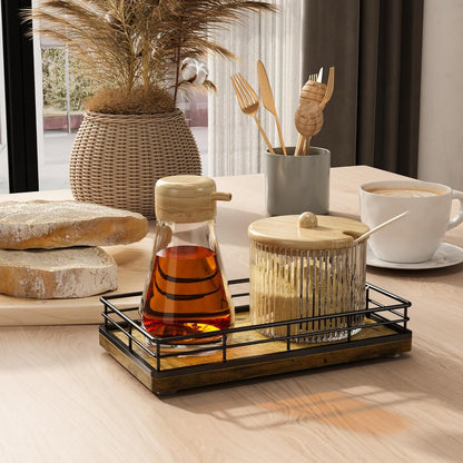 Rustic Bathroom Toilet Tank Tray, 7.5" Wood Toilet Paper Storage Basket Back of Toilet Basket Organizer, Vanity Tray for Perfume Makeup Candle Kitchen Counter Coffee Table Decor