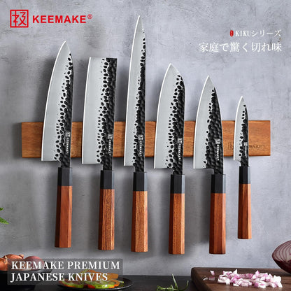 KEEMAKE Santoku Knife 7 inch Chef Knife, Japanese 440C Stainless Steel Kitchen Knife, Porfessional Cooking Knife for Meat Cutting with G10 Bolster Octagonal Wood Handle