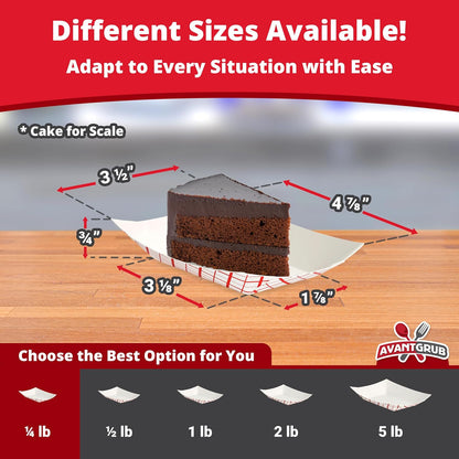 Heavy Duty, Greaseproof .25 Lb Paper Food Trays 200 Pk. Recyclable, Coated Mini Paperboard Baskets. Ideal Tray for Festival, Carnival and Concession Stand Treats Like Fries, Ice Cream and Onion Rings