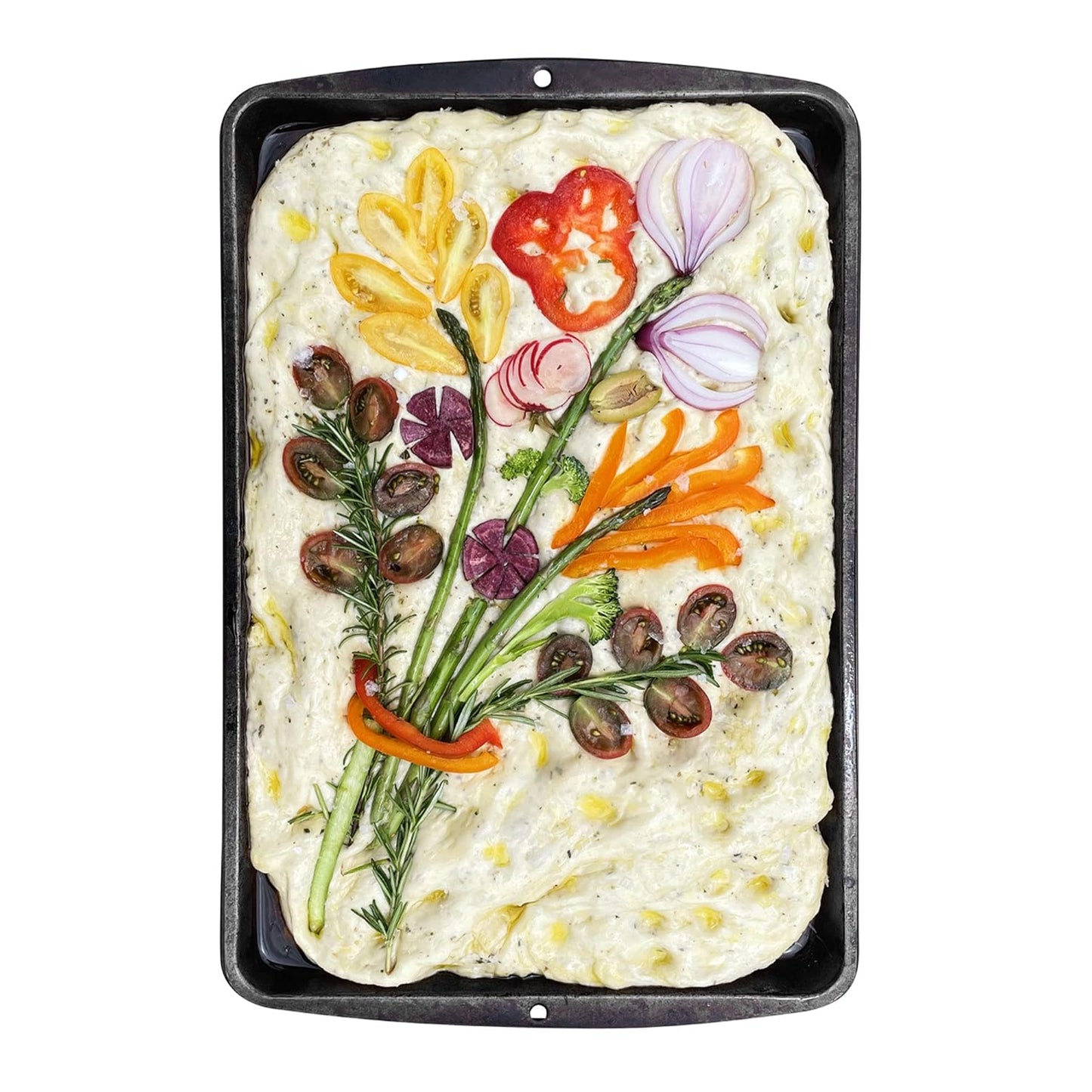 Global Grub Focaccia Bread Art Kit for Kids, Teens, Adults - Fun DIY Professional Bread Baking Kit Comes with Bread Flour, Food Tweezers for Decorating, Art Gallery and Step by Step Instructions