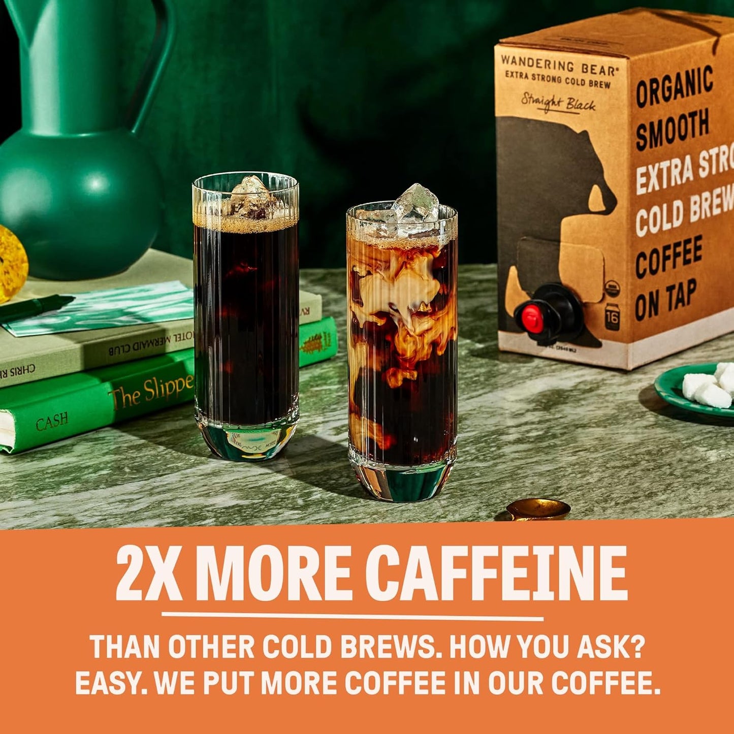 Wandering Bear Organic Hazelnut Cold Brew Coffee On Tap, Iced Coffee Drink -Extra Strong, Smooth, No Sugar Added, Shelf-Stable, Ready to Drink,Gluten Free & Vegan Decaf -16 Servings of 6fl.oz -96fl.oz