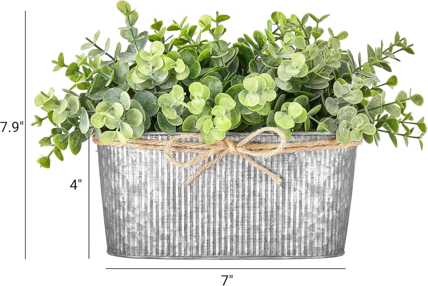 Dahey Artificial Eucalyptus Faux Plants Indoor for Farmhouse Home Decor Fake Potted Plants in Rustic Rectangular Pots Table Centerpiece for Office Bath Living Room Greenery Decor, 7" L x 4" H