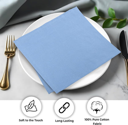 Urban Villa Ice BlueNapkins Solid Set of 12 Cloth Dinner Napkins Size 20x20 Inches Cloth Napkins 100% Cotton with Mitered Corners Ultra Soft DinnerNapkins