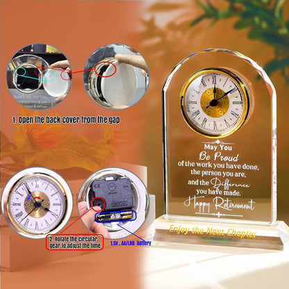 Ornalrist Retirement Gifts for Women Men K9 Crystal Clock, Going Away Gifts for Coworker Best Congratulations Retired Gifts Boss Leaving Presents for Teacher Friend