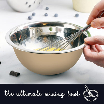 WHYSKO Meal Prep Stainless Steel Mixing Bowls Set, Home, Refrigerator, and Kitchen Food Storage Organizers | Ecofriendly, Reusable, Heavy Duty (Khaki)