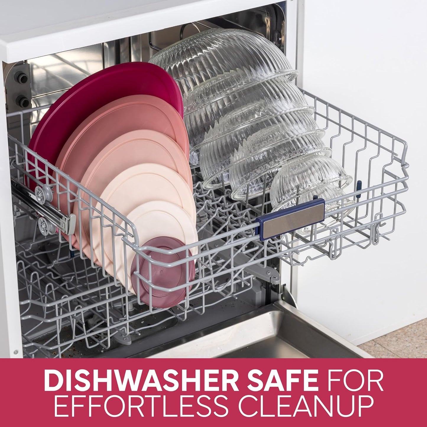 COOK WITH COLOR 12 Pc Glass Mixing Bowl Set with Lids – Borosilicate Glass Nesting Bowls for Cooking, Baking and Meal Prep, Fluted Rose