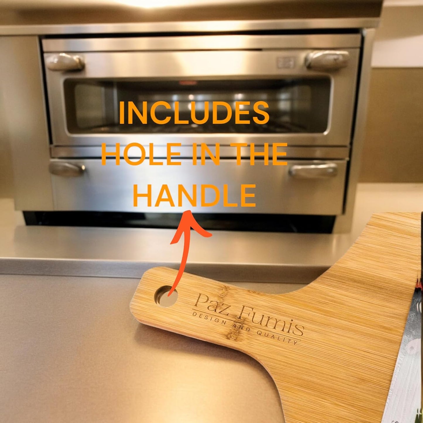 PREMIUM Wood Pizza Peel 12 inch, Easy Glide, Non Stick Surface,GOURMET Wood Pizza Peel, Homemade Pizza. Bambo pizza peel