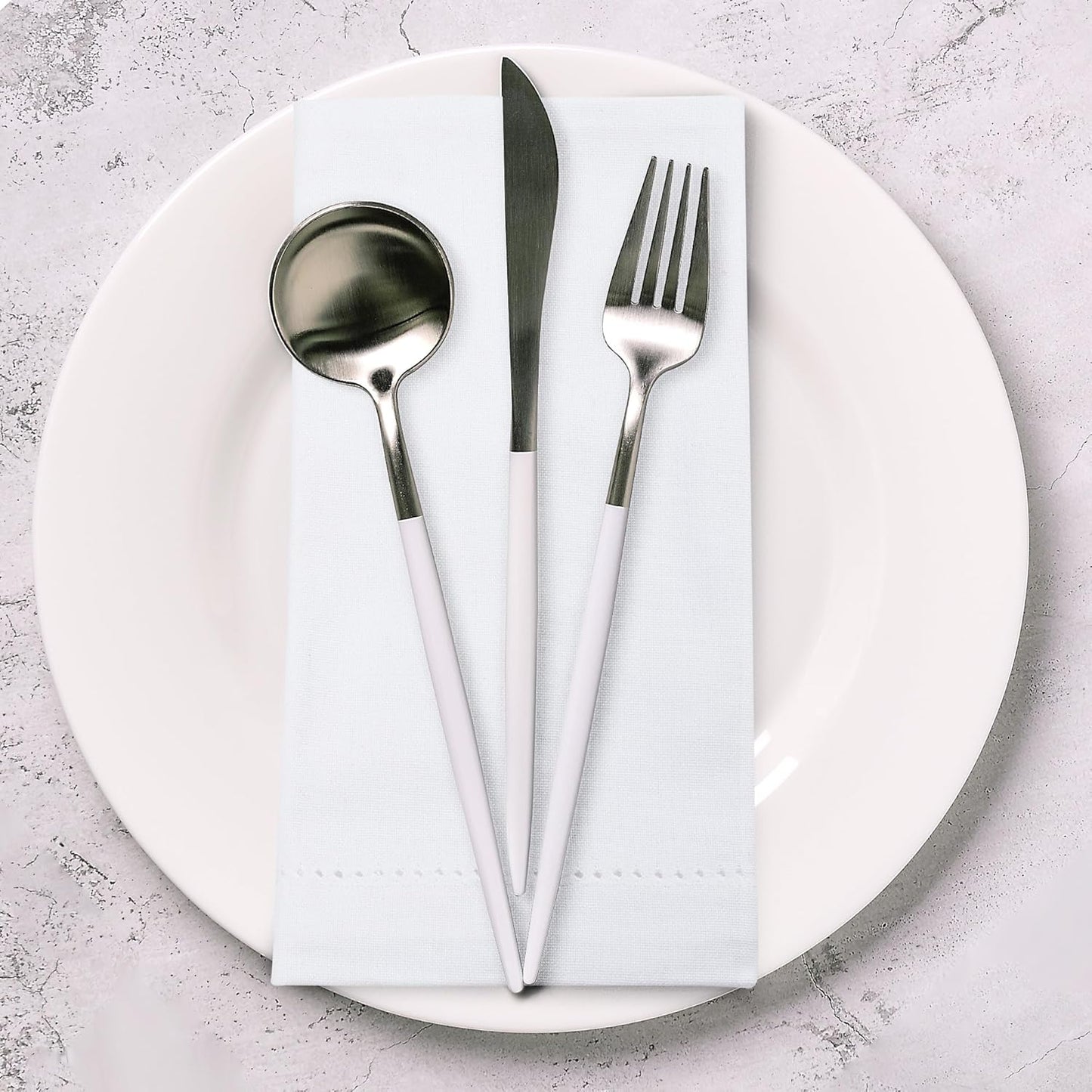 Urban Villa Cloth Napkins White Hemstitch Dinner Napkins Set of 12 (20X20) 100% Cotton Absorbent Washable Durable Reusable Ideal for Hotel Collection Christmas Parties Restaurant Lunch Dinner Napkins