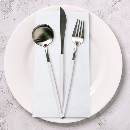 Urban Villa Cloth Napkins White Hemstitch Dinner Napkins Set of 12 (20X20) 100% Cotton Absorbent Washable Durable Reusable Ideal for Hotel Collection Christmas Parties Restaurant Lunch Dinner Napkins