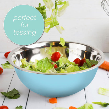 WHYSKO Meal Prep Stainless Steel Mixing Bowls Set, Home, Refrigerator, and Kitchen Food Storage Organizers | Ecofriendly, Reusable, Heavy Duty (Light Blue)