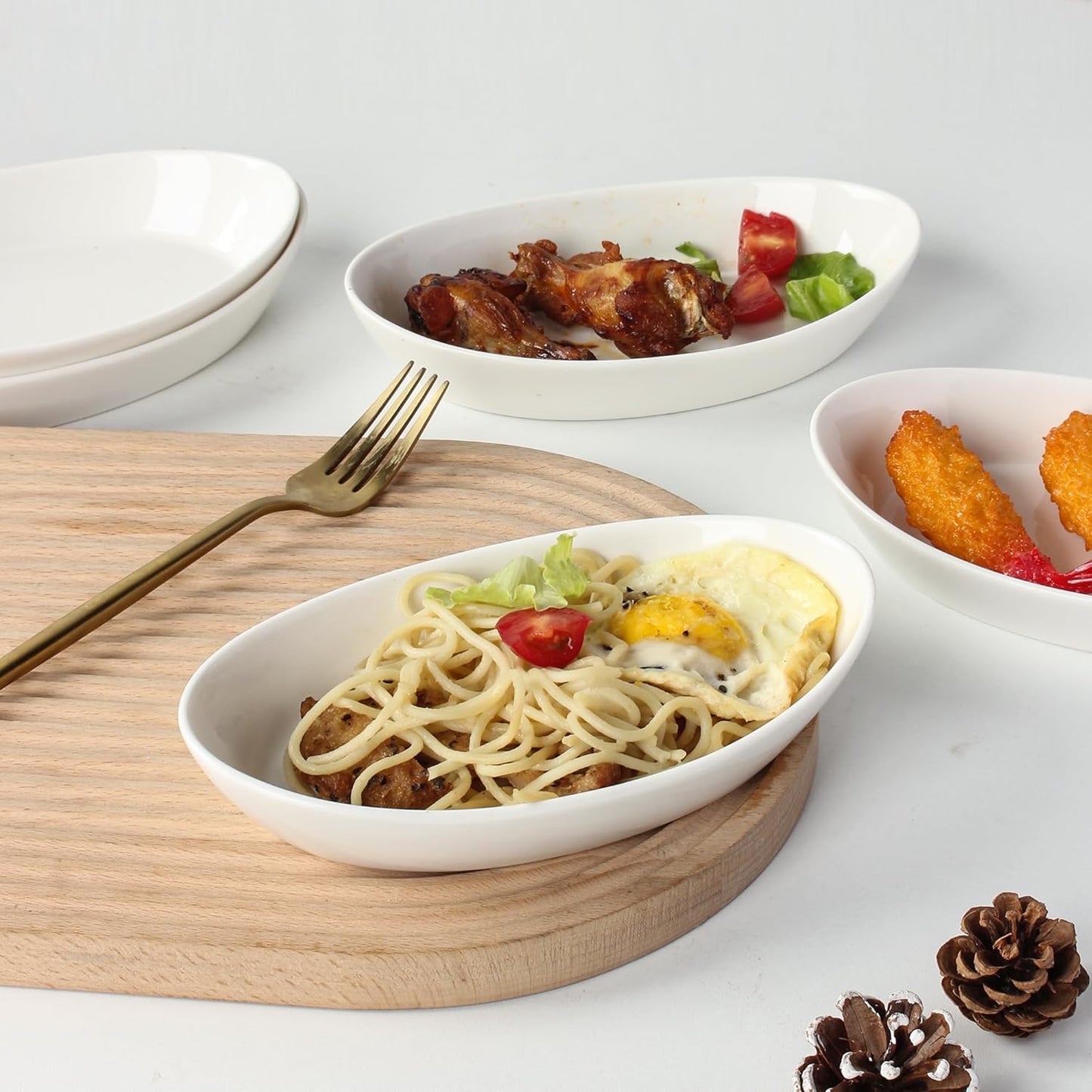 Au Gratin Baking Dishes for Oven Safe, Porcelain Mini Casserole Dish (4pc Set). 10oz Individual Gratin Dishes Set, Ceramic Small Baking Dish for Single Serving, Banana Split Bowls, 7.6x4.4in