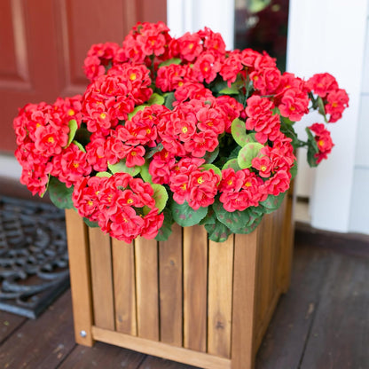 Artificial Geraniums Fake Flowers for Outdoors Decoration, 6 Bundles Silk Geraniums Red Flower UV Resistant Look Real Faux Plants for Front Door Garden Porch Planter Patio Balcony Yard Indoor Home