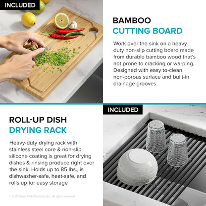 KRAUS Kore 23-Inch Undermount Workstation 16 Gauge Single Bowl Stainless Steel Kitchen Sink with Accessories, KWU111-23