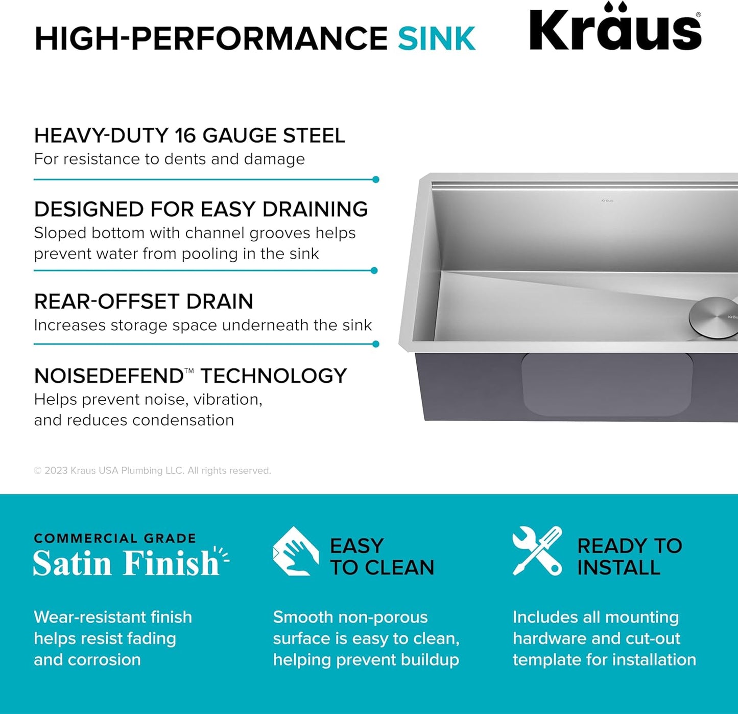 KRAUS Kore Workstation 30-inch Undermount 16 Gauge Stainless Steel Kitchen Sink, Single Bowl Kitchen Sink with Accessories, KWU110-30