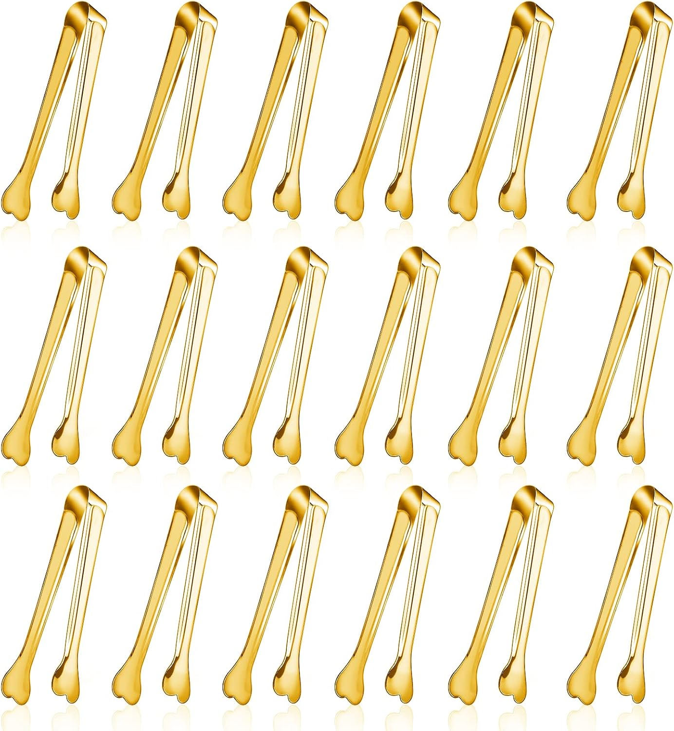 18 Pack Premium Small Serving Tongs, Mini Stainless Steel Appetizer Tongs 4.33Inch Gold
