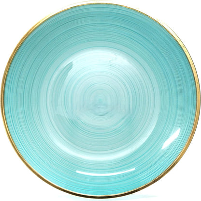 " OCCASIONS " 50 Plates Pack (25 Guests)-Wedding Party Disposable Plastic Plate Set -25 x 10'' Dinner + 25 x 7'' Salad & Dessert plates (Belize in Aqua & Gold)