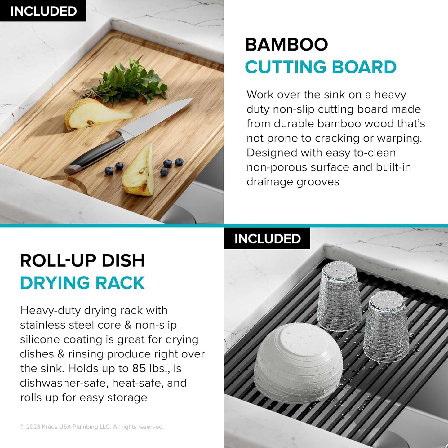 KRAUS Kore 32-Inch Undermount Workstation 16 Gauge Single Bowl Stainless Steel Kitchen Sink with Accessories, KWU110-32