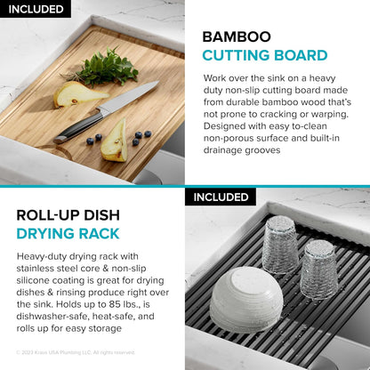 KRAUS Kore 28-Inch Undermount Workstation 16 Gauge Single Bowl Stainless Steel Kitchen Sink with Accessories, KWU110-28