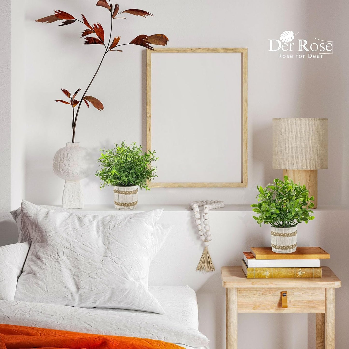 Der Rose 4 Pack Small Fake Plants Indoor Mini Artificial Plants for Home Office Farmhouse Decor Bathroom Bedroom Kitchen Desk Decor