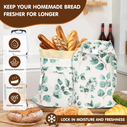 2pcs Reusable Beeswax Bread Bags with Zipper, HSSZXFR Organic Linen Food Storage Cloth Bag, Freshness Preservation Storage to Keep Fresh, for Homemade Sourdough Bread