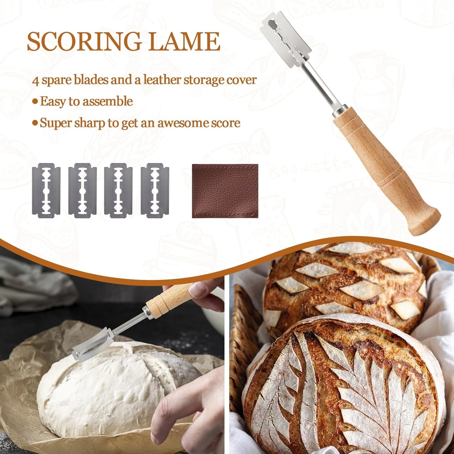 Banneton Bread Proofing Basket - Rattan Proofing Baskets for Sourdough Bread | Banneton Baskets Bowls with Linen Liners for Artisan Homemade Bread Baking (9 inch & 10 inch Basket with Baking Supplies)