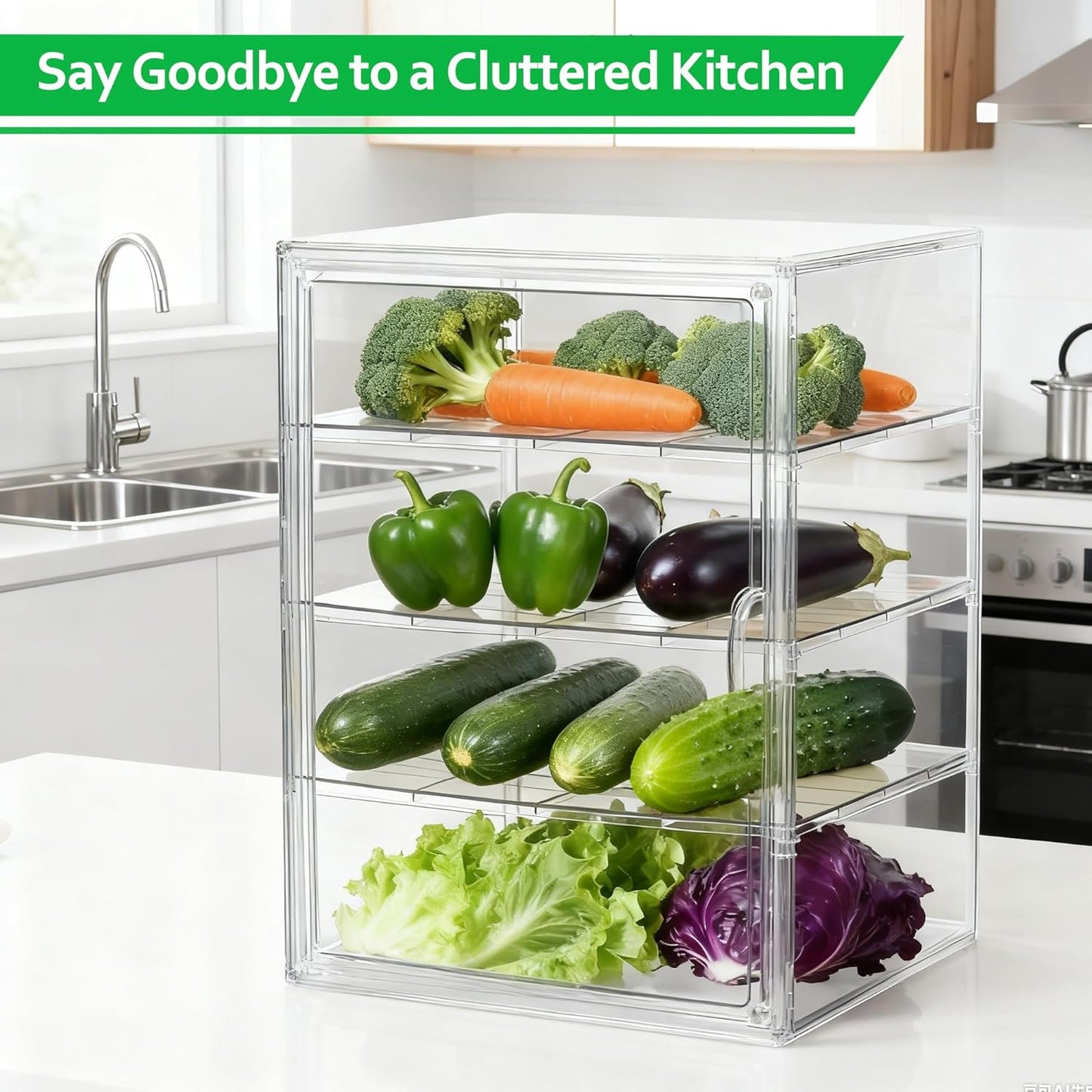 Pastry Display Case, Acrylic Bakery Display Case 3-Tier Pastry Display Cabinet with Removable Shelves and Front Door, Clear Bread Display Box for Bakery, Coffee Shop, Buffet