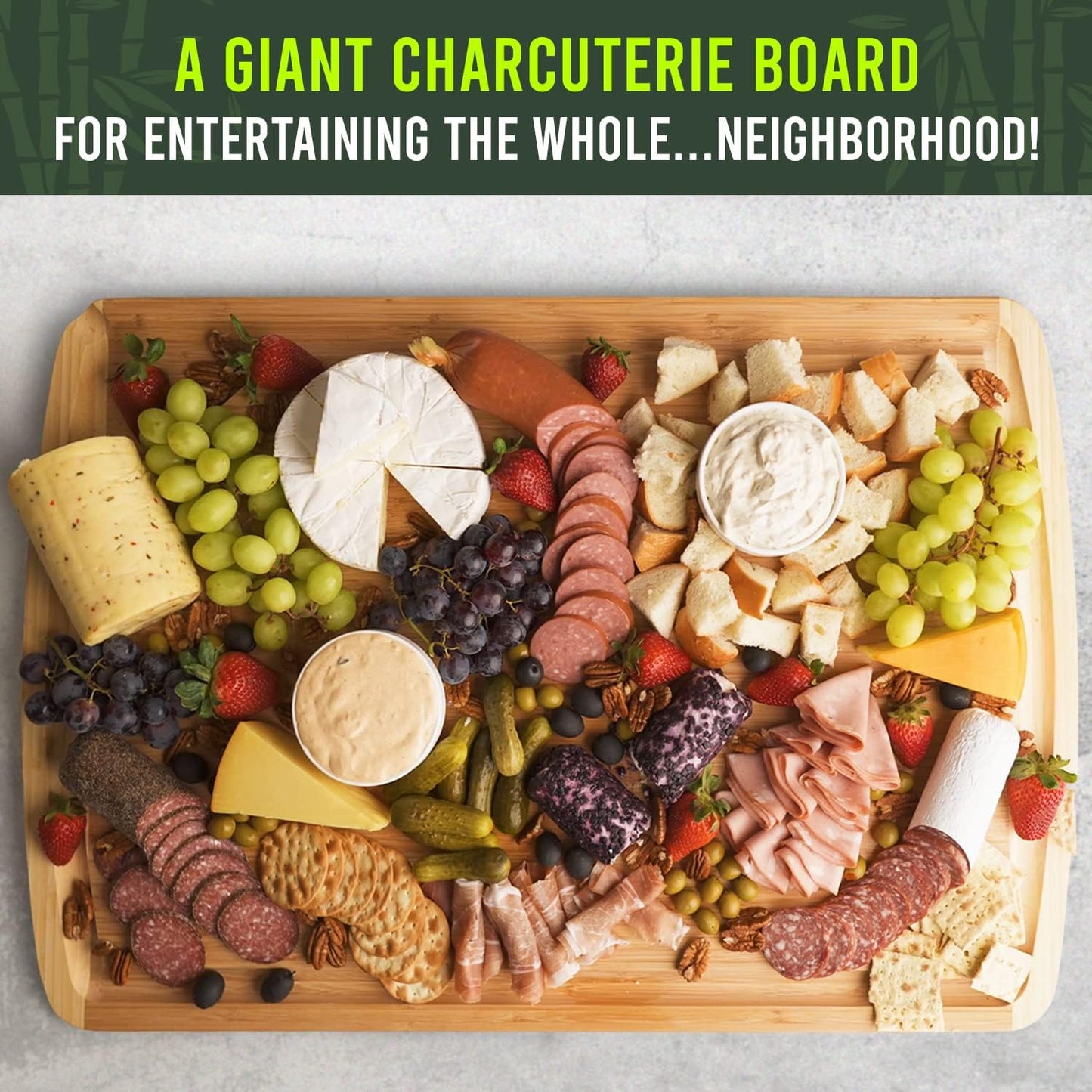 FSC® Certified 36 x 24 Inch Extra Large Bamboo Cutting Board with Lifetime Replacements – 4XL Butcher Block, Oversized Carving & Charcuterie Board, Stovetop Cover for Kitchen Counter Space