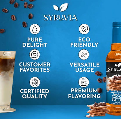 Syruvia Sugar Free Coffee Syrup, Cookie Butter Flavored Syrup for Drinks, Lattes, and Desserts – 25.4 fl oz