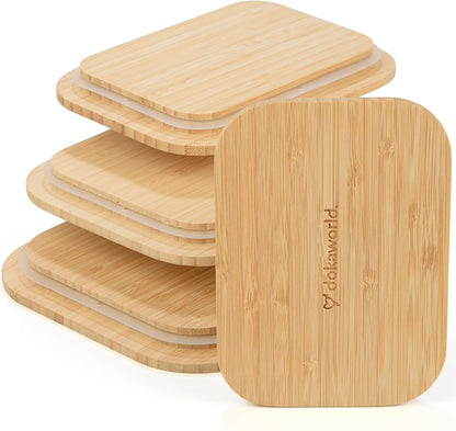 Natural Bamboo Lids Set for Food Storage Glass Containers (4pcs) - Lids are compatible with all Glass Food Storage Containers Sets