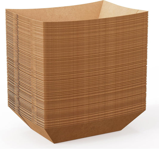 JOLLY CHEF 3lb Paper Food Trays,250 Pack Disposable Boat, Extra Large Food Serving Holder Tray for Party, Nachos, Hot Dogs, Taco, French Fries