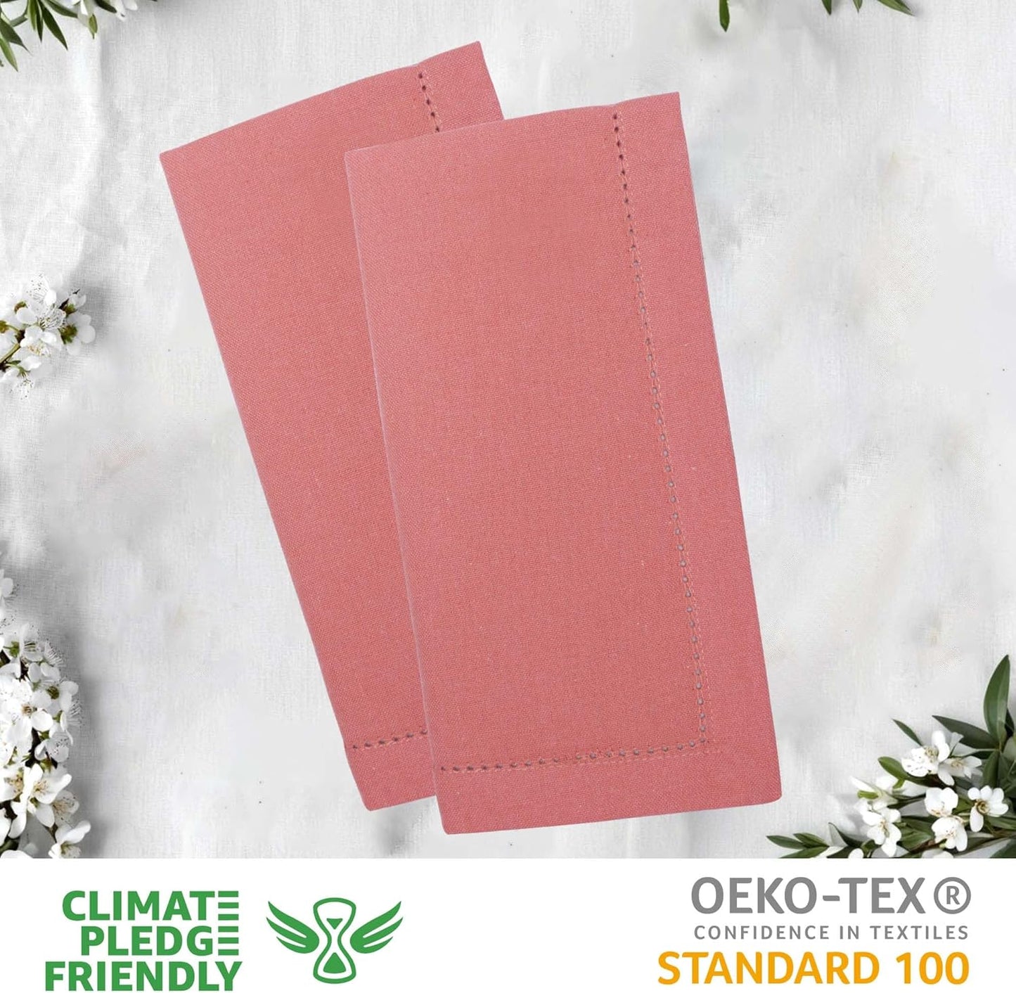 Urban Villa Cloth Napkins Rust Hemstitch Dinner Napkins Set of 12 20X20 100% Cotton Absorbent Washable Durable Reusable Cloth Napkins Ideal for Farmhouse Party Thanksgiving Harvest Fall Dinner Napkins