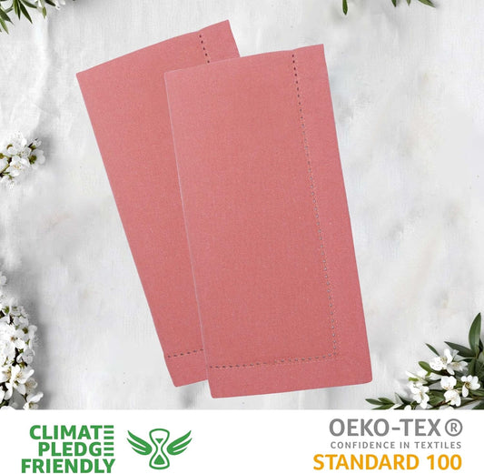 Urban Villa Cloth Napkins Rust Hemstitch Dinner Napkins Set of 12 20X20 100% Cotton Absorbent Washable Durable Reusable Cloth Napkins Ideal for Farmhouse Party Thanksgiving Harvest Fall Dinner Napkins