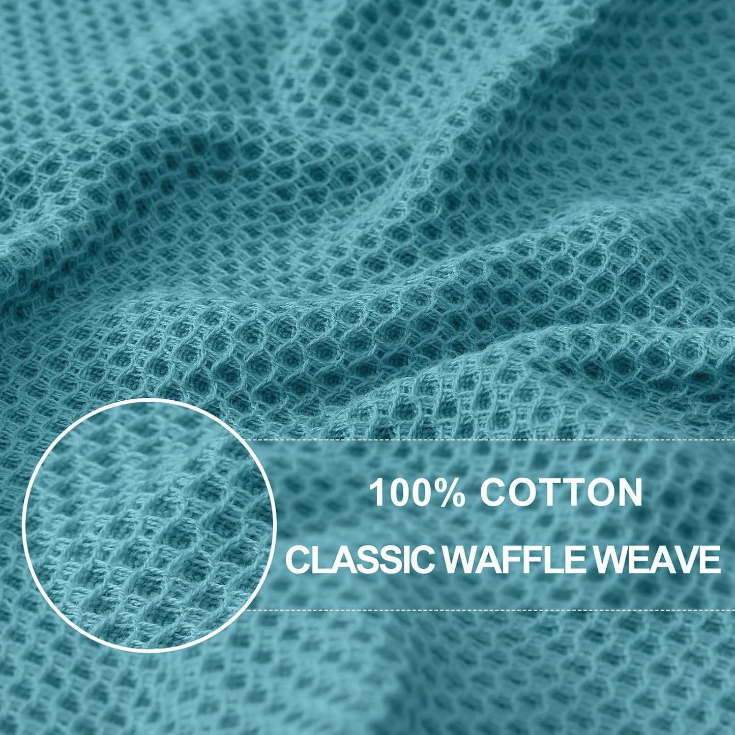 Homaxy 100% Cotton Waffle Weave Kitchen Dish Cloths, Ultra Soft Absorbent Quick Drying Dish Towels, 12 x 12 Inches, 6-Pack, Lake Blue