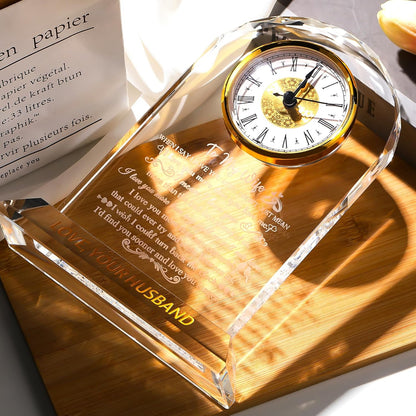 Gifts for Wife from Husband - Crystal Clock, Birthday, Wedding Anniversary Marriage Gifts Idea - to My Wife Clock Presents for Valentines Mother's Day (8.8'' Gift Boxed)