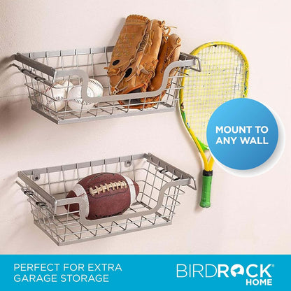 BIRDROCK HOME Wire Baskets - Set of 2 Stackable Hanging Bins - Wall Mount Shelf - Potato Onion Storage - Kitchen Pantry Organizer - Fruit Vegetable Snack Tier - Counter Cabinet Storage - Metal Baskets